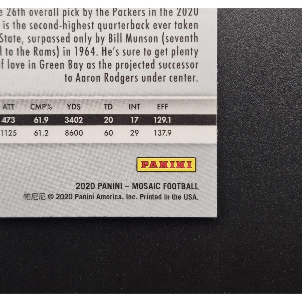 2020 Panini Mosaic Jordan Love #264 NFL Debut Red Mosaic Prizm (RC) Packers - Picture 11 of 12